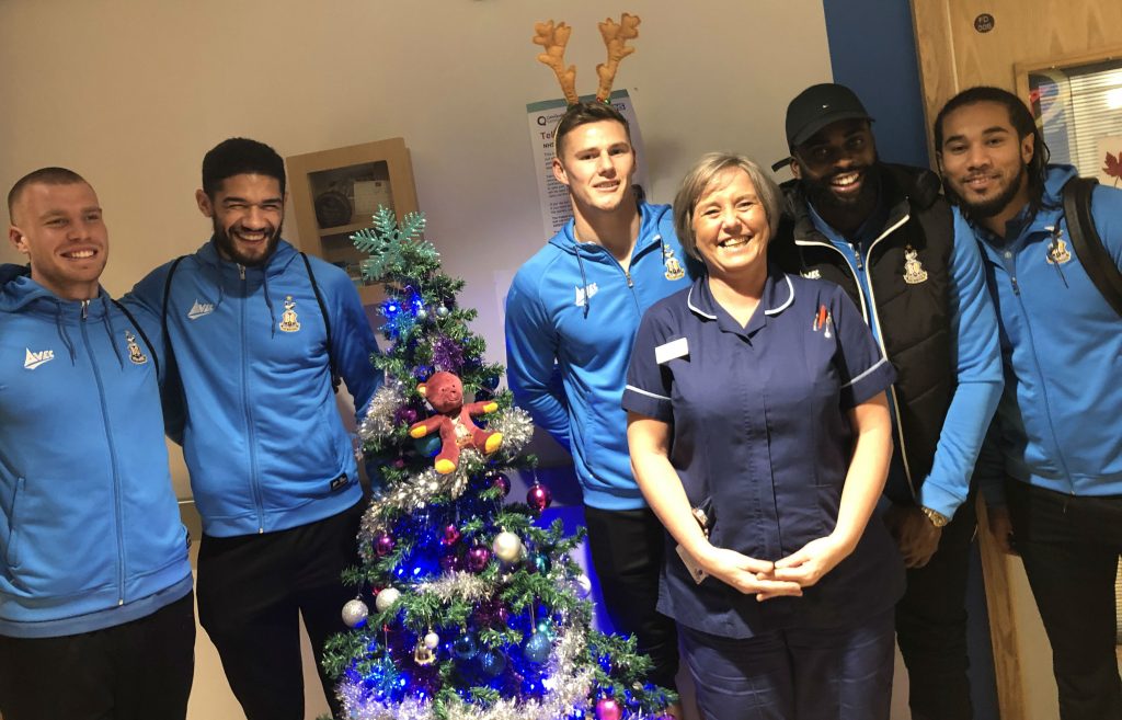 Bradford City football stars spread festive cheer with hospital visits